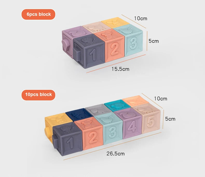 Baby blocks touch toys soft cubes for children montessori bebe kids Toy Building Blocks 3D Massage Rubber Vinyl bath Squeeze Toy